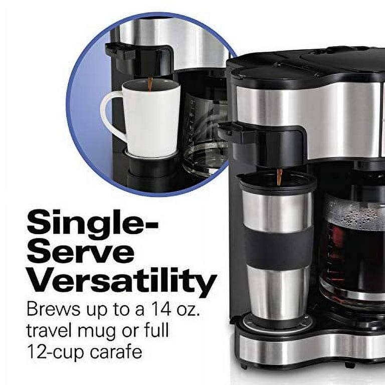 2-Way Coffee Maker, Single-Serve or 12 Cups, Glass Carafe, Black