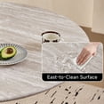 thumbnail image 2 of 47" Round Dining Table for 4, [Cylinder Pedestal Base] [Stone-Patterned] Modern Circle Dinner Table for Kitchen Dining Living Room, Gray Stone-patterned, 2 of 10