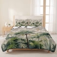 thumbnail image 3 of Full Quilt Set 78''x90'', Summer Tropical Leaves Lightweight Summer Bedspread Coverlet Set with 2 Pillow Shams, Green Palm Trees Botanical Breathable All Season Quilt Bedding for Bedroom/Guest Room, 3 of 9