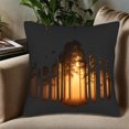 thumbnail image 5 of Set of 2 18x18in Throw Pillow Covers - Forest Silhouette Design Tall Trees Against Glowing Background Perfect for Couch Bed Car, 5 of 8