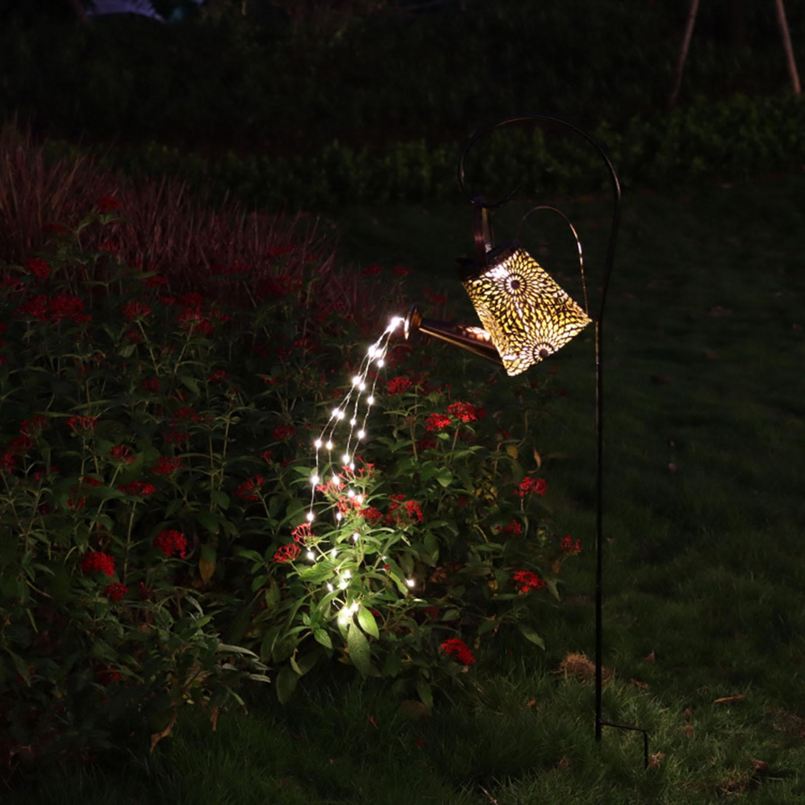Fzaqwen Shower Garden Art LED Light Bunch Lights Fairy Waterproof Lights, Solar Watering Type D with stand