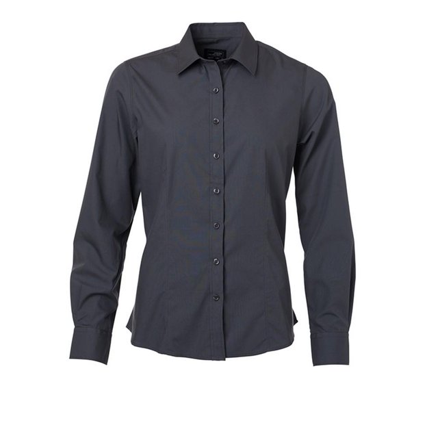James and Nicholson - Camisa Popelín de Manga Corta para Mujer (Gris Carbón)