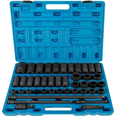 KFFKFF 1/2" Impact Socket Set, 43 Pcs, Includes Standard & Deep Sockets, Metric Sizes 9-30mm, 6-Point Design