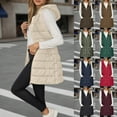thumbnail image 2 of gcong Puffer Vest Women Quilted Padded Warm Coat Outwear Button Down Zip Up Sleeveless Vests Fall Winter Hooded Jackets Beige XXL, 2 of 8