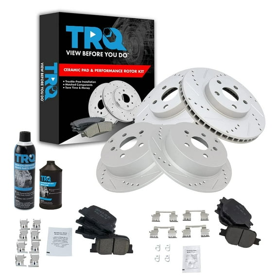 TRQ Performance Rotor & Ceramic Brake Pad Front & Rear Kit w/Chemicals BKA15842 Fits select: 2005-2010 TOYOTA SCION TC