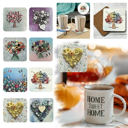 

Home Table Coaster Placemat Rustic Drink Mat Floral Flower Ceramic Cup Mat For Mugs Cups Home Kitchen Party Supplies