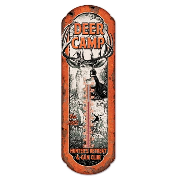 Rivers Edge Deer Camp Tin Thermometer