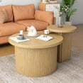 thumbnail image 6 of Nesting Coffee Tables Set of 2, Round Coffee Tables, Wooden Side Table for Living Room, Natural, 6 of 10