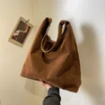 thumbnail image 4 of Bolsos de hombro informales con compartimento interior sólido y hebilla magnética, bolsos de marca con hilo de coser para mujer, bolsos de mano de tela de lana para mujer, 4 of 5