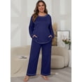 thumbnail image 3 of Cueply Women's Plus Size Pajama Set Long Sleeve Pjs Long Pants Sleepwear Two Piece Loungewear with Pockets, 3 of 7