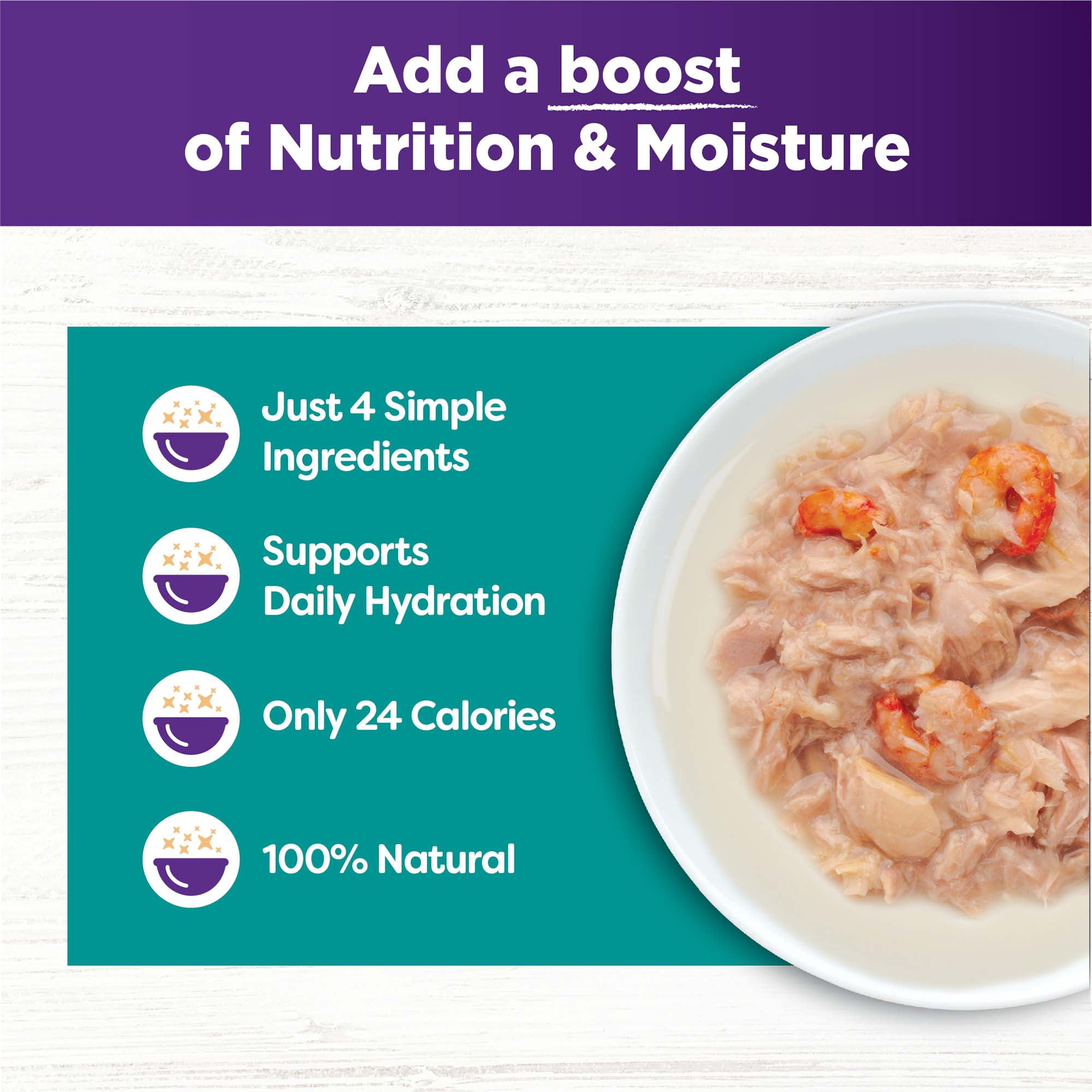 Wellness Bowl Boosters Wet Cat Food Topper, Grain Free, Natural, Flaked Tuna & Shrimp Recipe in Broth, 1.75 Ounce Pouch (Pack of 12)