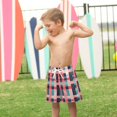 thumbnail image 4 of FORMRS Boys Swim Trunks Quick Dry Mesh Liner Boardshorts Sizes XS-XL, Red Teal Stripes, 4 of 7