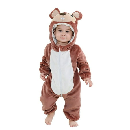 

SYNPOS Toddler Boys Girls Cotton Fleece Hooded Romper Jumpsuit Cosplay One-Piece Long Sleeve Warm Onesies 0-36 Months