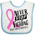 thumbnail image 3 of Inktastic Never Stop Fighting Breast Cancer Awareness Boys or Girls Baby Bib, 3 of 4