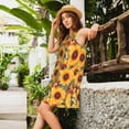 thumbnail image 2 of Naloa Colorful Bohemian Sunflower Print Women's Summer Spring Casual Beach Sundress,Vacation Sleeveless Tank Crewneck Loose Dresses, 2 of 7