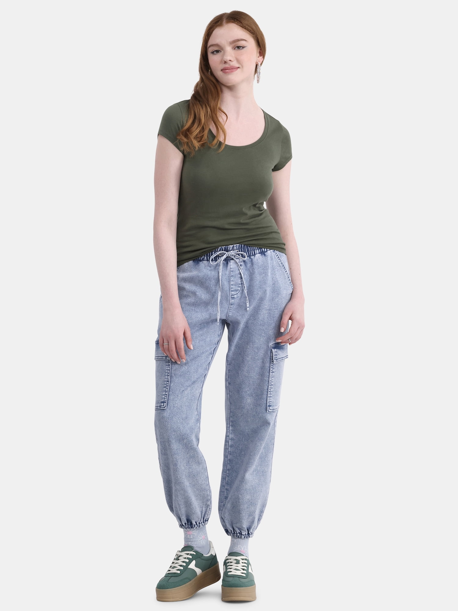 No Boundaries Short Sleeve Scoop Neck Tee, Women's XXS-XXXL