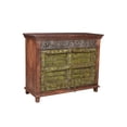 thumbnail image 2 of 50" Wide Solid Wood Cabinet With 2 Doors | Antique Door Upcycled Cabinet | Handmade Chest | Rustic Farmhouse Distressed Green Small Buffet, 2 of 4