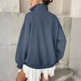 thumbnail image 4 of Lumtrix Oversized Sweatshirt for Women Quarter Button up Stand Collar Long Sleeve Pullover Sweatshirts Henley Neck Pullover Tops Trendy Dark Blue _EF06 2XL, 4 of 4