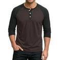 thumbnail image 2 of SAATLERI Mens T-Shirts Modern Fit Henley Raglan Shirt Men Casual Lightweight Button Down Baseball Men's T-Shirts, 2 of 7
