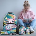 thumbnail image 2 of Yspwyqan Rainbow Axolotl Kids Backpack Set for Travel, with Lunch Box Water Bottle Bag, 17 Inch Lightweight Large Capacity Girls Backpack for Back to School Hiking, 2 of 7