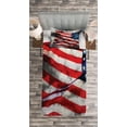 thumbnail image 3 of Ambesonne American Flag Quilted Bedspread Set 2 Pcs, Banner in Sky, Twin Size, Grey Red Blue, 3 of 3