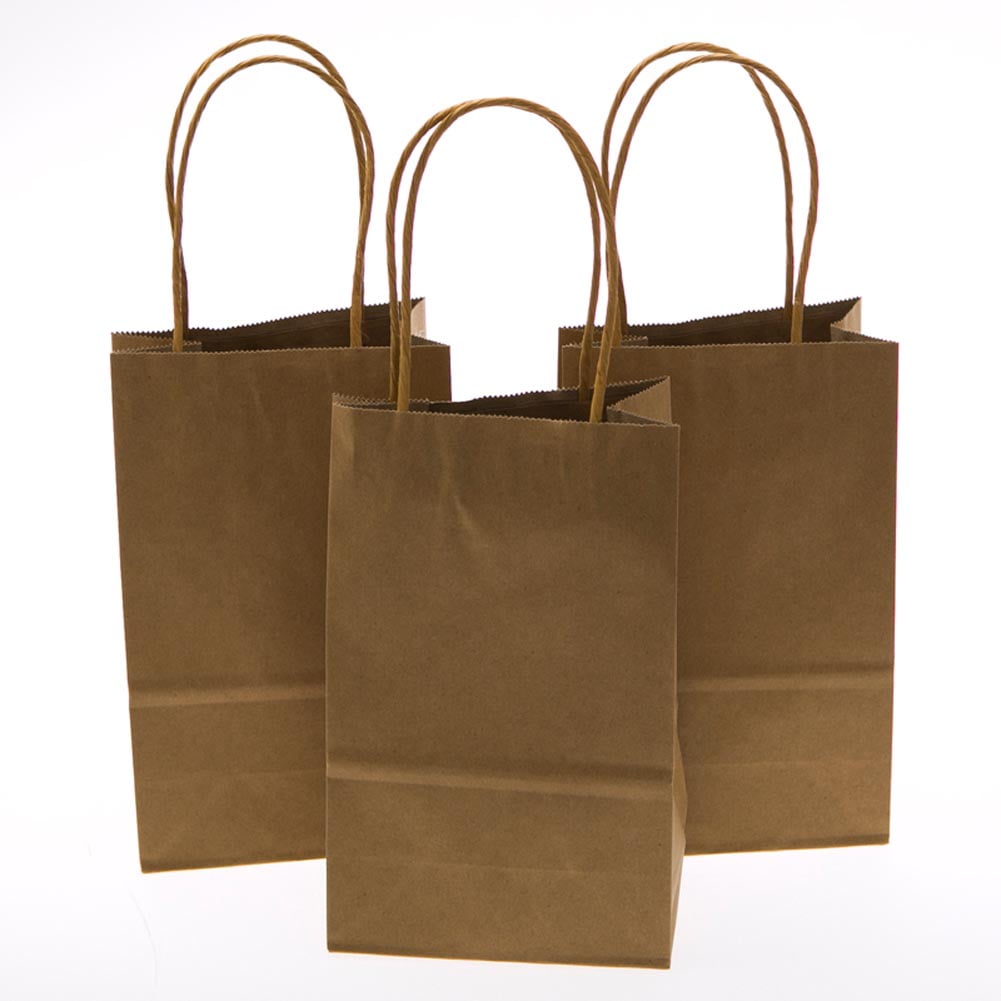 Kraft Paper Loot Gift Bag With Handles * Brown Birthday Party Gift Bags 
