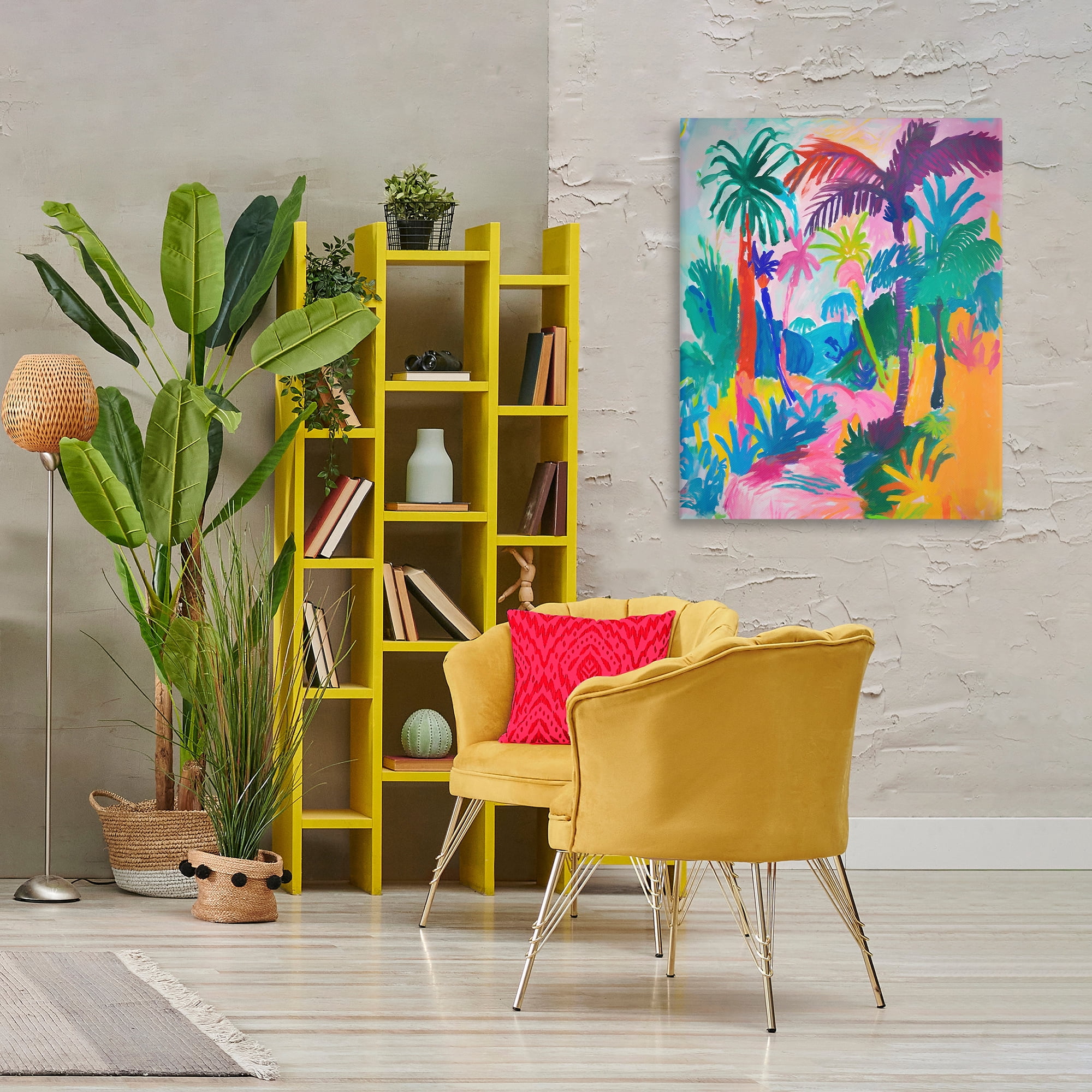 Stupell Industries Bold Palm Paradise Coastal Painting Gallery Wrapped Canvas Art Print Wall Art, 30 x 40