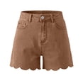 thumbnail image 4 of Women's Y2K Jean Shorts High Waist Loose Scalloped Hem Denim Shorts Soft Stretch Vintage Jeans with Pockets Daily Travel Casual Outfits Brown, 4 of 8