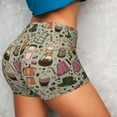 thumbnail image 4 of Lsque Coffee Makers Macaroons Chocolate Pattern High Waisted Biker Shorts for Women-Tummy Control Fitness Athletic Workout Running Yoga Gym Shorts,Moisture-Wicking-Medium, 4 of 9