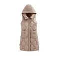 thumbnail image 7 of NARABB Women's Sleeveless Vest Jacket Warm Pocket Hooded Coat Long Jacket Winter Sleeveless Down Parkas Outdoor Warm Coat Brown-XL, 7 of 7