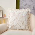 thumbnail image 2 of Linen Fabric Cushion 17.72x17.72in - Summer Cotton Woven Chair Pad with Fringed Edges, Zipper Cover for Office/Dining Chair (Khaki)​, 2 of 6
