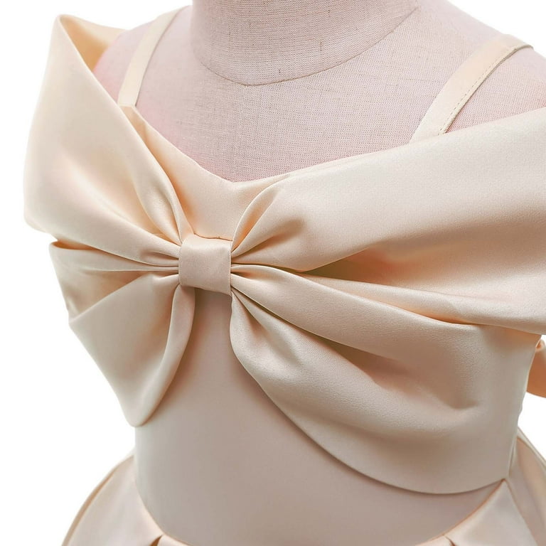AWZXDE Girls Party Dress with Big Bow Detail Pleated Skirt Sleeveless Puffy  Short Dress for Birthday and Celebration Rose Gold4-5 Years - Walmart.com