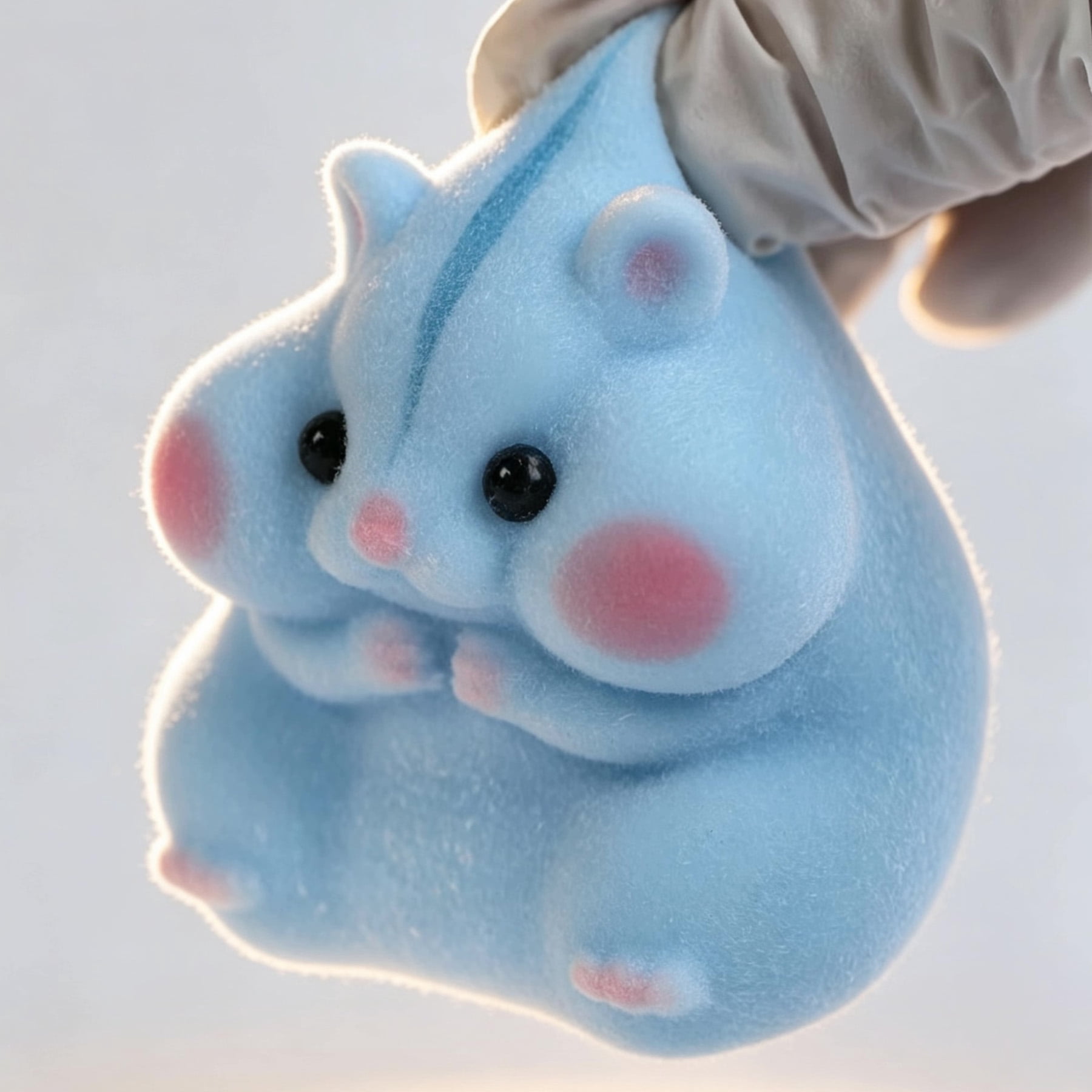 Handmade Taba Squishy Hamster Toy, Soft Silicone Mochi Fidget Toy, Cute Stress Relief Gift (Blue)