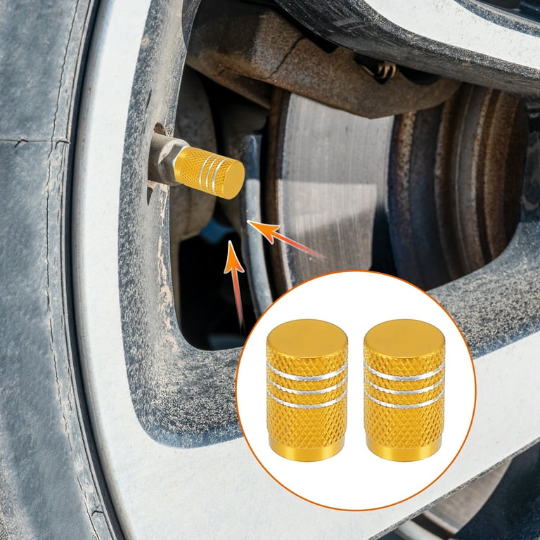4 Pack Yellow Gold Grenade Tire Valve Stem Caps – Universal Fit For Cars, Trucks, Bikes & More