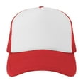 thumbnail image 1 of TOPTIE Blank 5 Panel Trucker Hat Foam Front Mesh Back 2 Tone Trucker Snapback Hat-Red White, 1 of 7