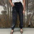 thumbnail image 3 of Fesfesfes Women Pant Fashion Solid Color Summer Casual Loose Tie Feet Tight Trousers Pants, 3 of 7