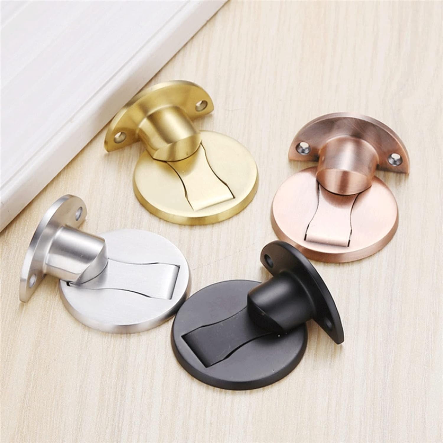 Punch-Free Stainless Steel Magnetic Door Stop Furniture Fittings Stopper for Door Double Hole Door Pad Door 1Pcs