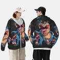 thumbnail image 6 of Kll Blue Dinosaur Print Men'S Women’s Upf 50+ Sun Protection Outdoor Hoodie Jacket Long Sleeve Fishing Hiking Performance Shirt- Xx-Large, 6 of 8
