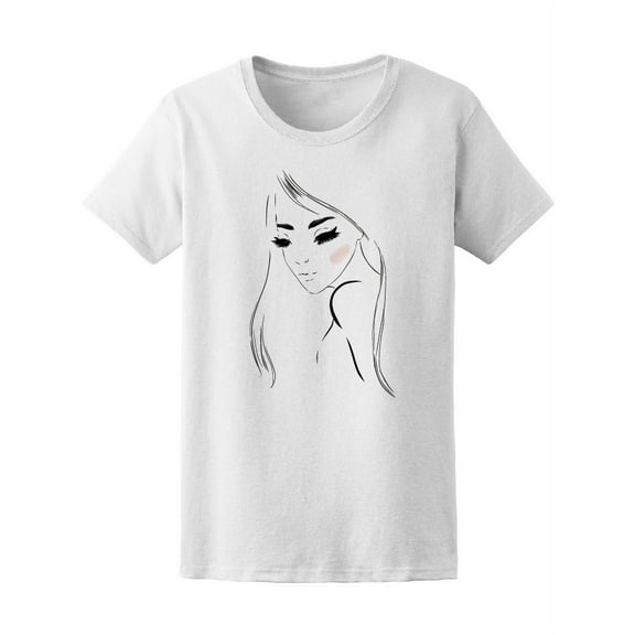 Amazing Sketch Of Beautiful Lady T-Shirt Women -Image by Shutterstock, Female XX-Large
