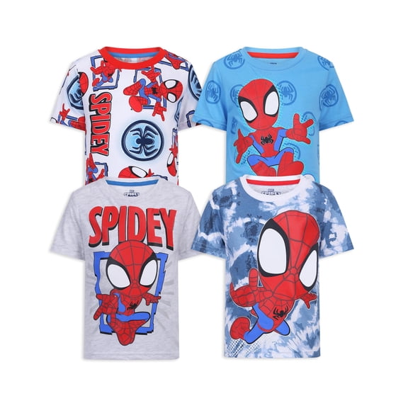 Marvel Spidey and His Amazing Friends Short Sleeve T-Shirt (Boys), 4 Pack, Sizes 2T-7