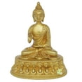 thumbnail image 3 of Ashopi Lord Buddha Sitting on Lotus Decorative Showpiece - 14 cm (Brass, Antique Yellow Finish)c, 3 of 4