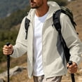 thumbnail image 5 of Men's Full Zip Hooded Windbreaker Lightweight Outdoor Hiking Jacket UPF Cooling Mesh Patchwork Quick Dry for Golf Fishing Size 3XL White-A, 5 of 7