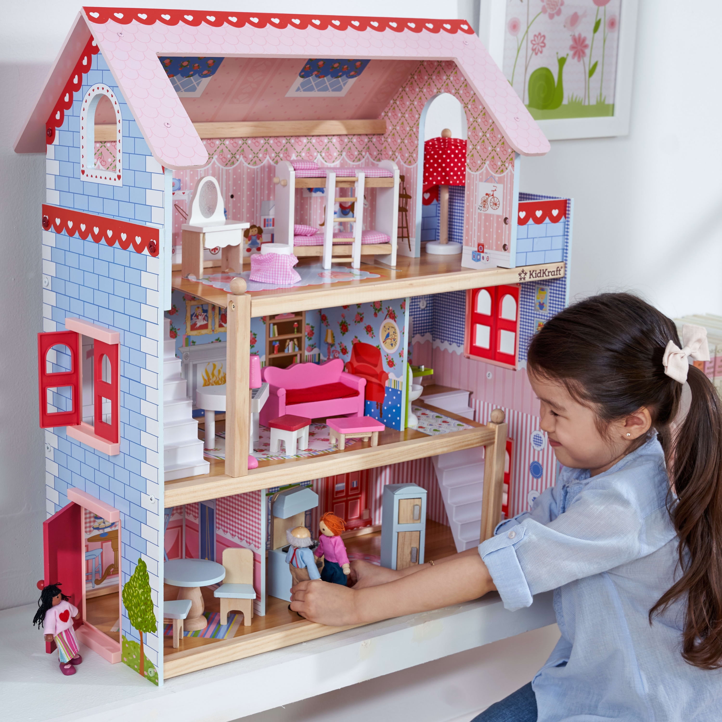 KidKraft Chelsea Cottage Wooden Dollhouse for 5 Inch Dolls