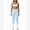 Ice Blue, variant on IDOPIP Women 2 Piece Workout Sets Color Block Strappy Sports Bra High Waist Leggings Gym Yoga Pilates Sports Outfits S Black