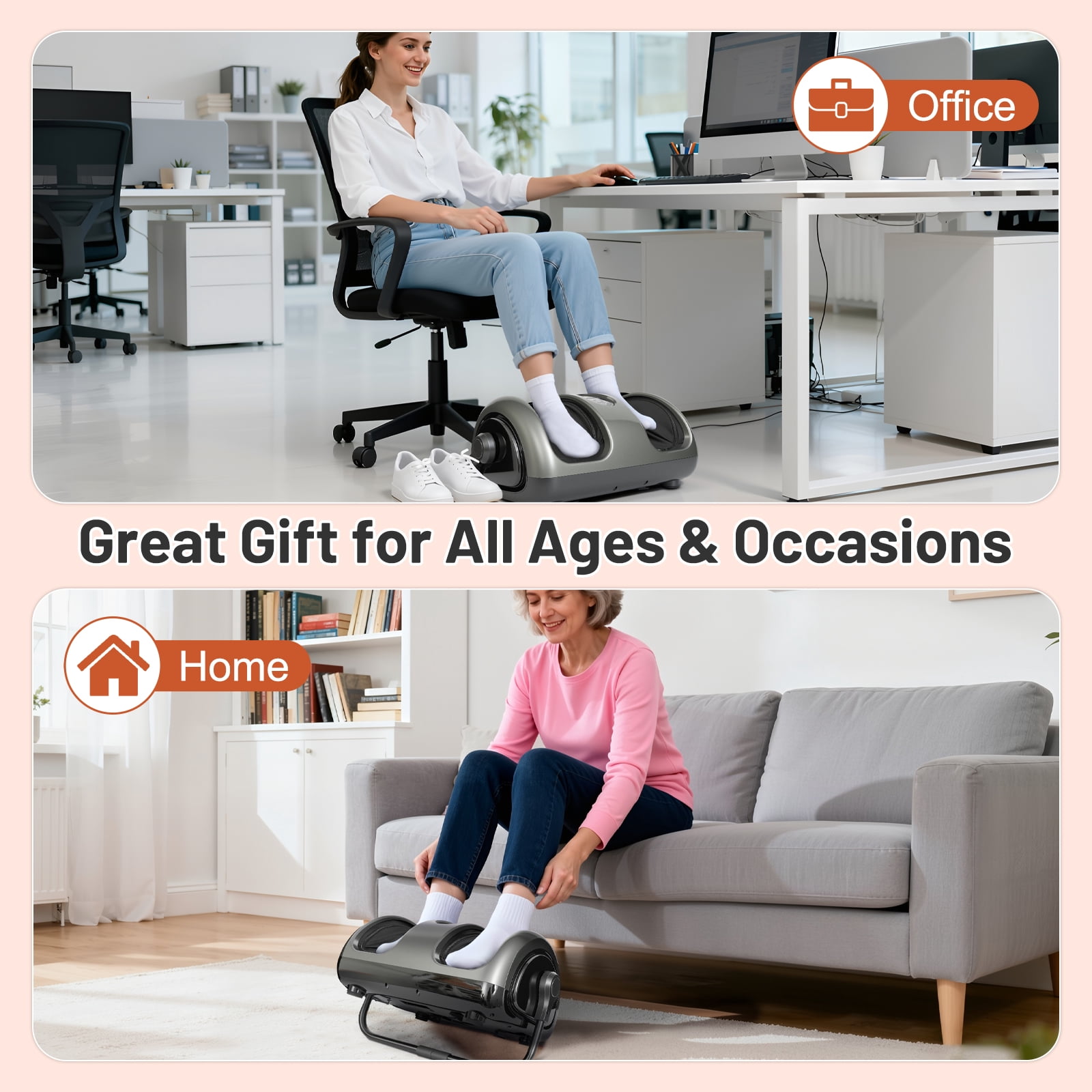 BAOKALER Shiatsu Foot and Calf Massager with Heat Therapy - Adjustable Air Compression, Wireless Remote Control & Deep Kneading for Relaxation, Pain Relief & Improved Circulation at Home