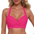 thumbnail image 2 of NordicNest Women's Elegant Strappy Tankini Top, Solid Color Hook Neck Full Coverage Swim Top, Comfortable Bathing Suit Top for Beach Pool Resort Hot Pink XXL, 2 of 6