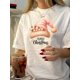 thumbnail image 1 of Camiseta Clásica de Verano para MujerWomen's Vintage Christmas Graphic T-Shirt - Casual Round Neck, Short Sleeve, Polyester Knit Top with Festive Santa Hat & Holly Design, Perfect for Holiday Gather, 1 of 6
