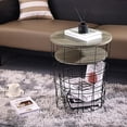 thumbnail image 6 of Nesting Table End Table Wire Basket Base with Wood Tops Side Table Set of 2, Gray, 6 of 6