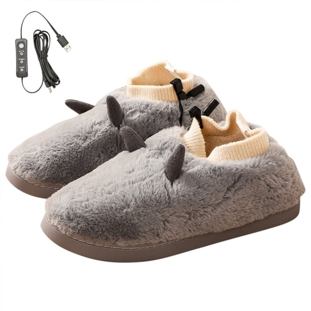 Calefacción Usb, Zapatillas De Calefacción Ajustables Con Temperatura De Felpa, Zapatillas Antideslizantes, Calentador De Pies De Invierno Para Hombres Inevent HA046876-01