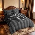 thumbnail image 2 of Manfei Minimalist Geometric Striped 7 Pieces Full Size Bedding Sets,Chic Bowknot Full Size Bed in a Bag,Black Reversible, 2 of 7